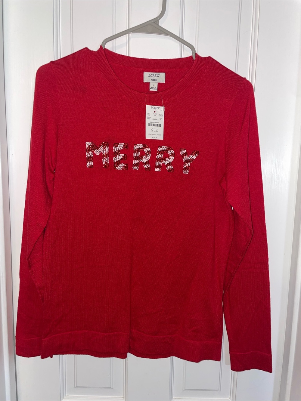 J. crew 100% cotton MERRY Holiday sweater NWT